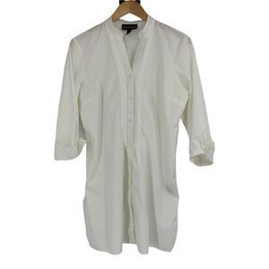 Womens Dana Buchman Tunic White Blouse Tex 3/4 sleeve Medium 0811Top
